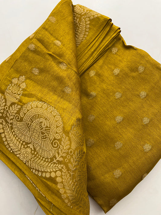 Tussar Fancy Gold Butties