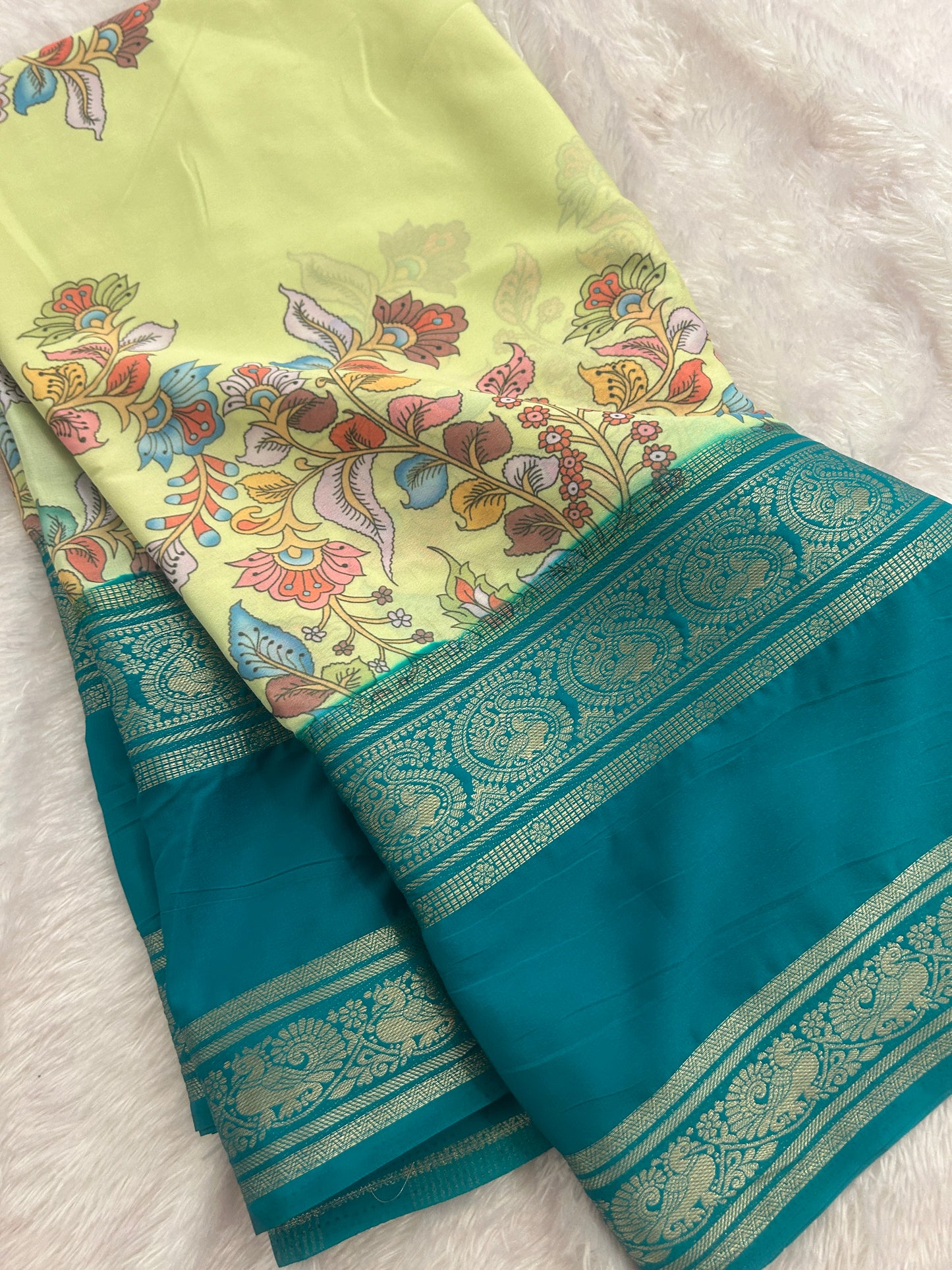Floral Printed Semi Mysore Silk