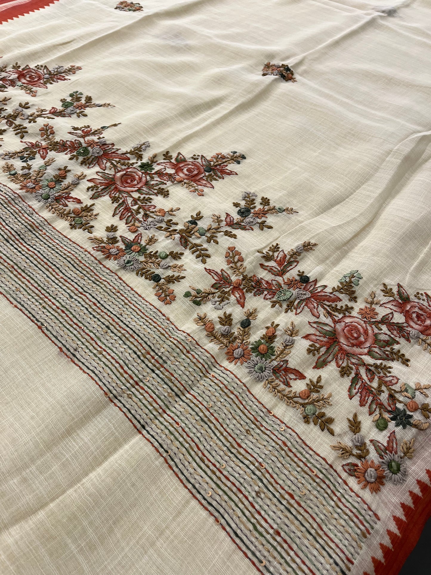 Linen designer embroidery