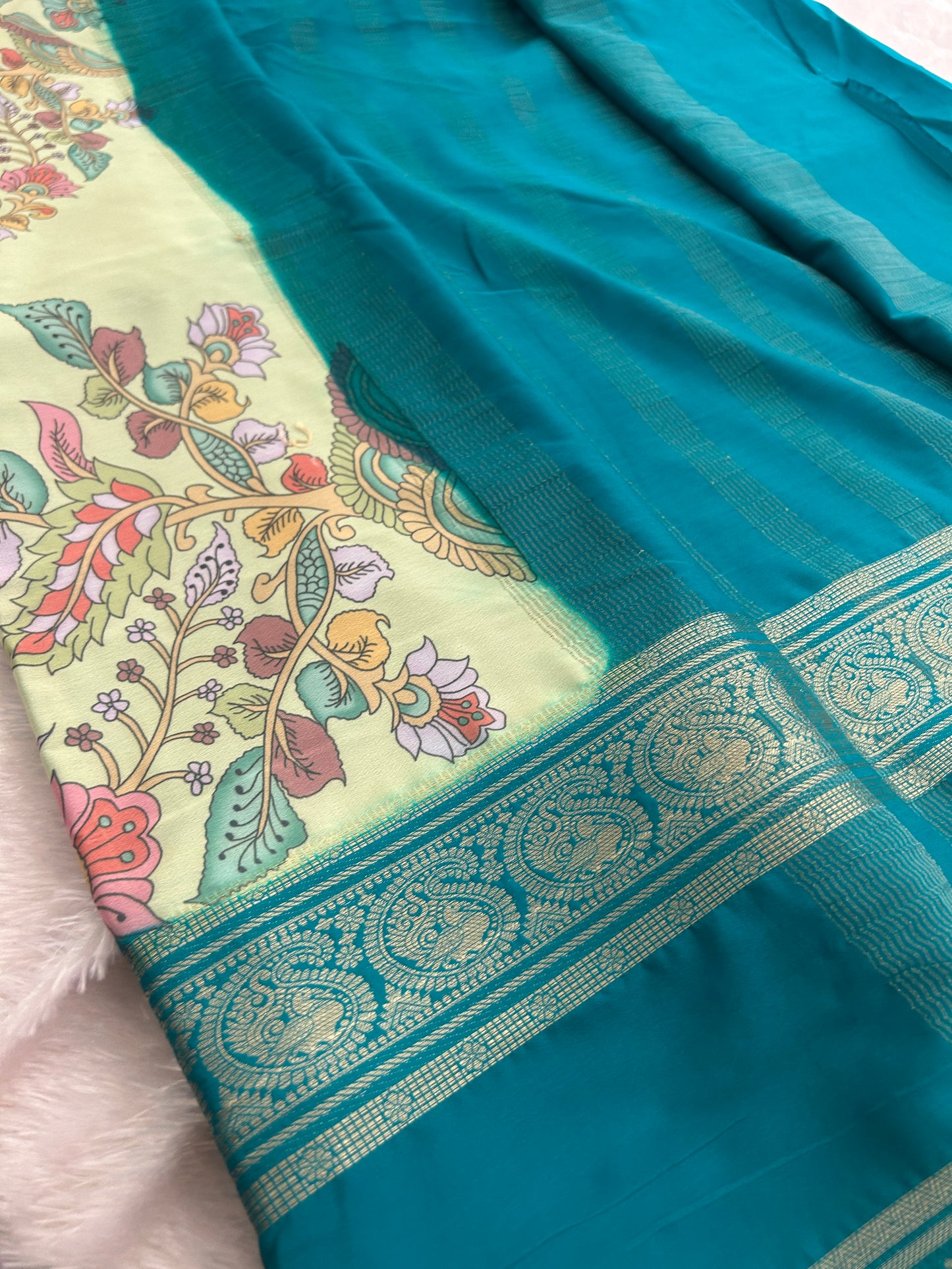 Floral Printed Semi Mysore Silk