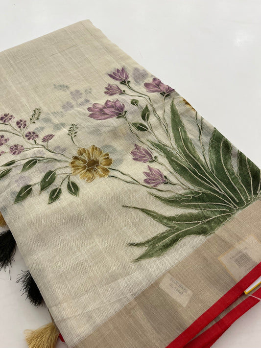 Linen design embroidery work