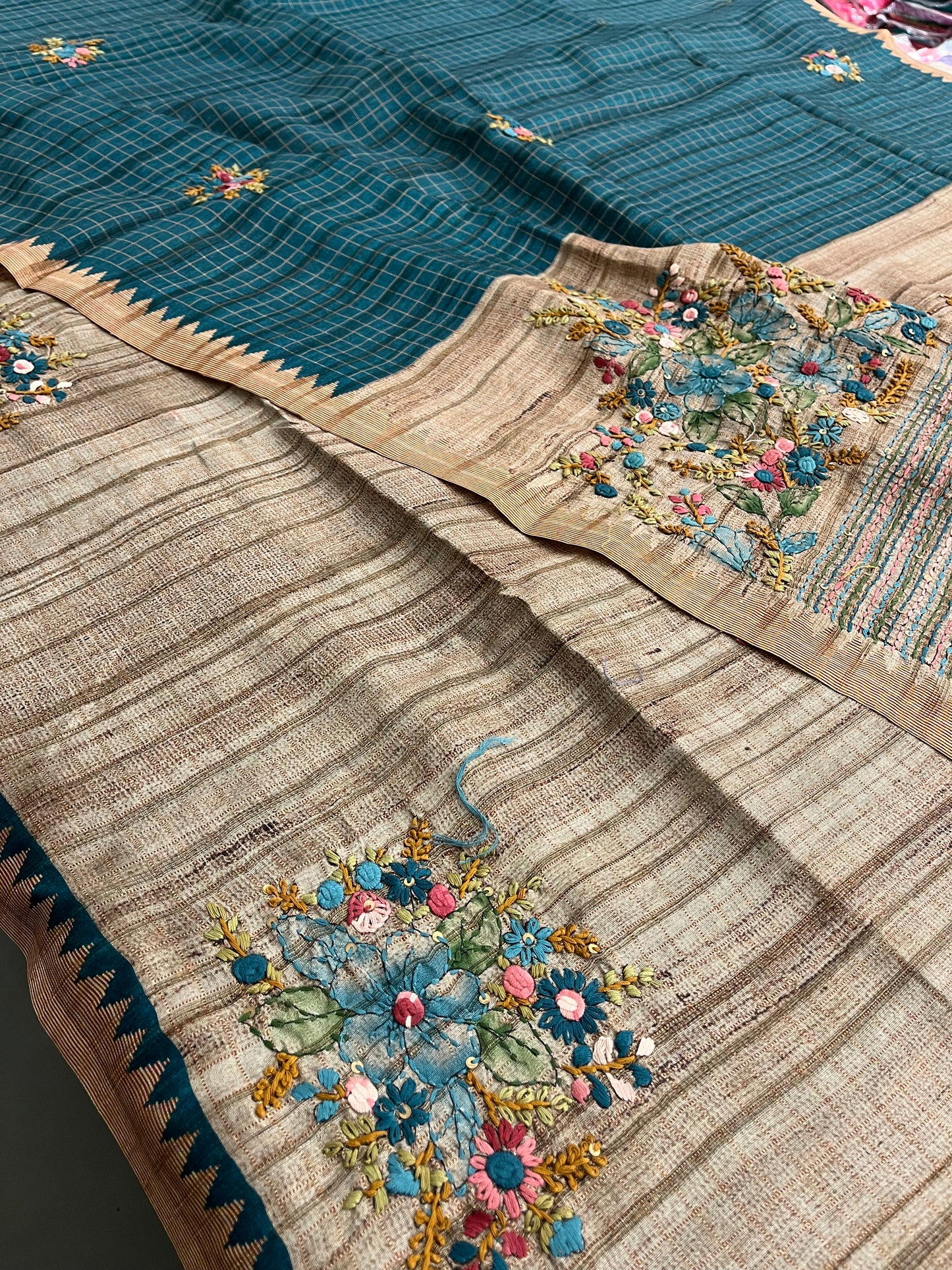 Linen Tussar designer saree