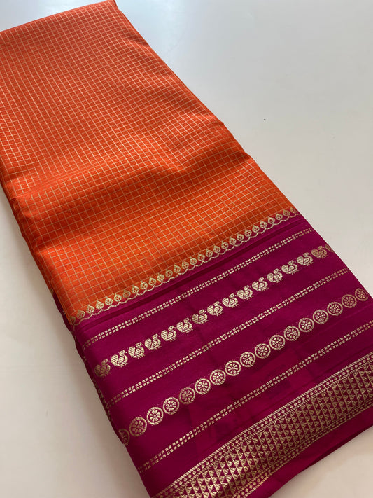 Crape Banarasi Checks Contrast