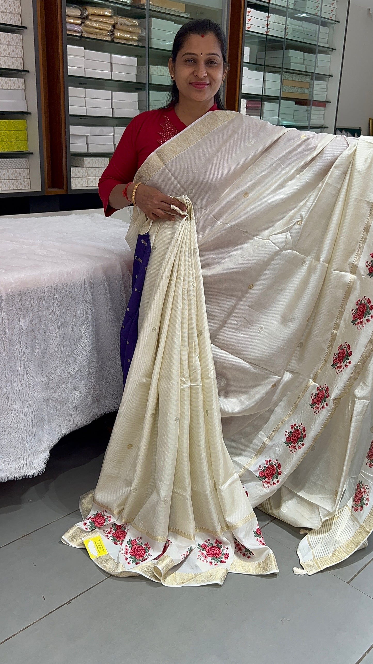 Viscose Banarasi premium Flower Embroidery