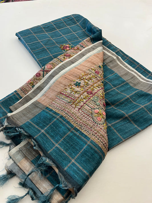 Lenin Embroidery Fancy saree