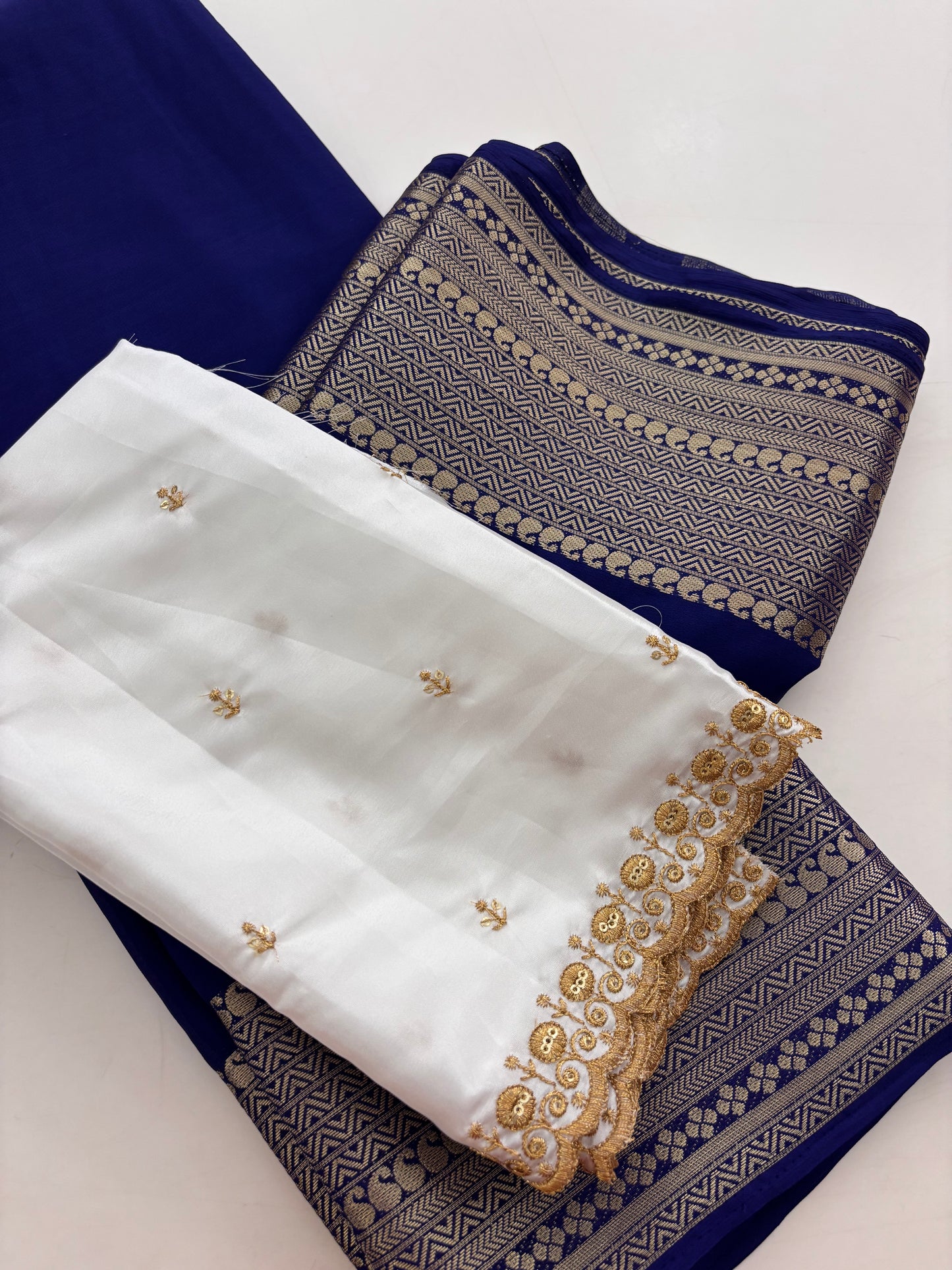 Premium crape silk white blouse extra