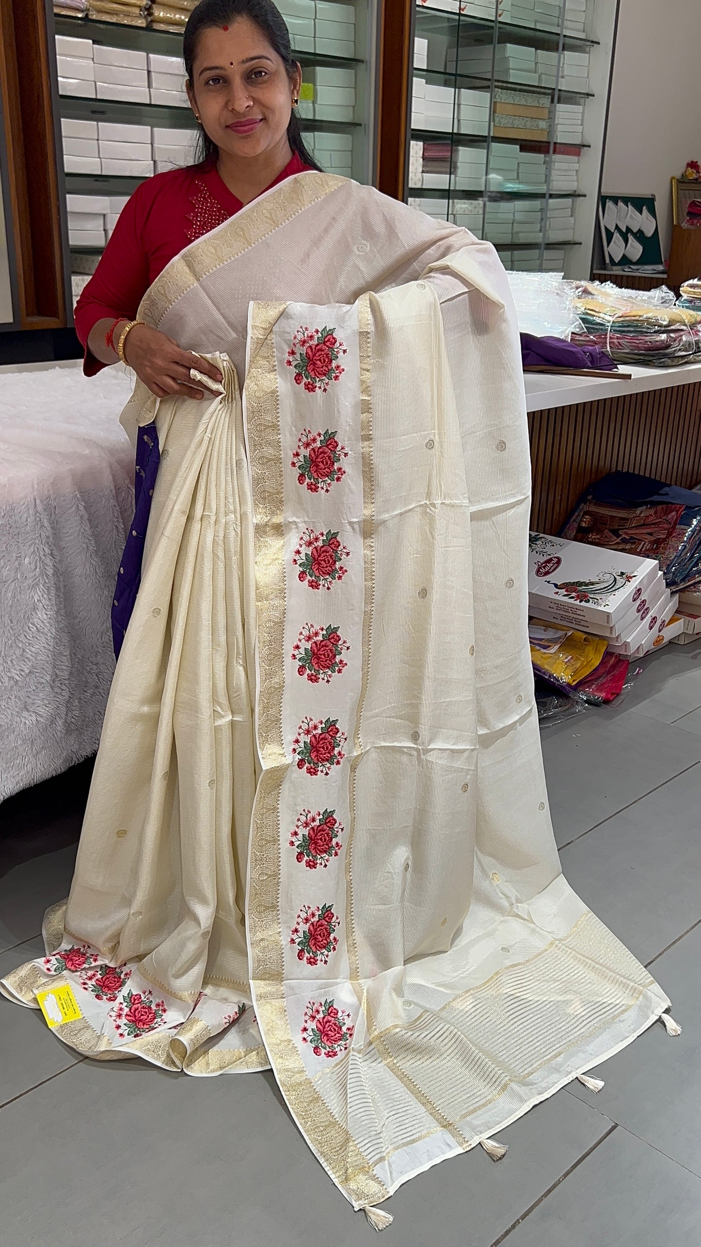 Viscose Banarasi premium Flower Embroidery
