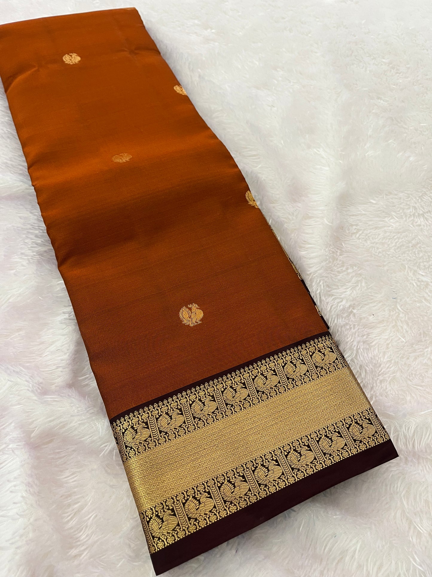 Rustic Orange X Wine Kanchi Pattu Saree