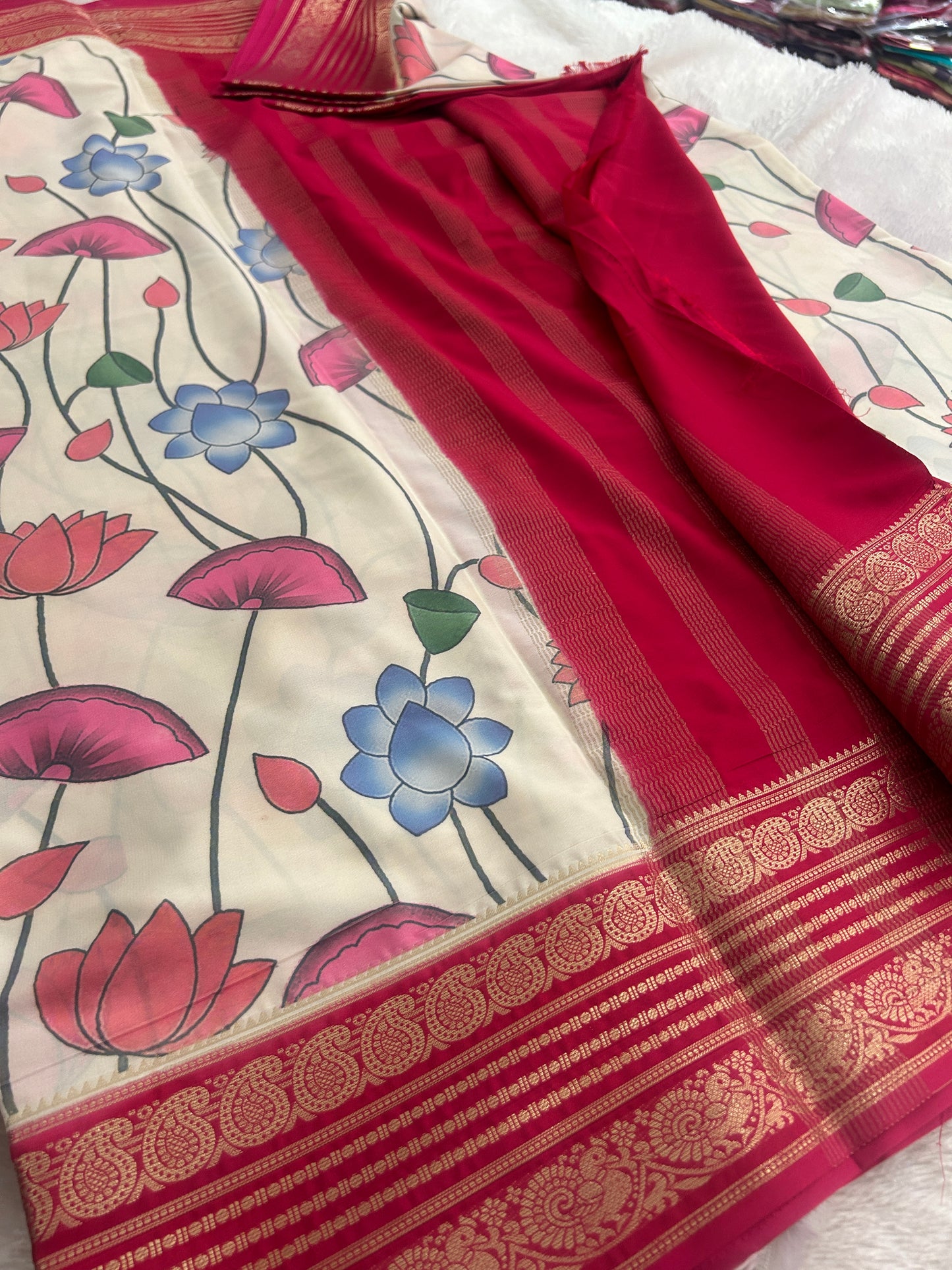 Floral Printed Semi Mysore Silk