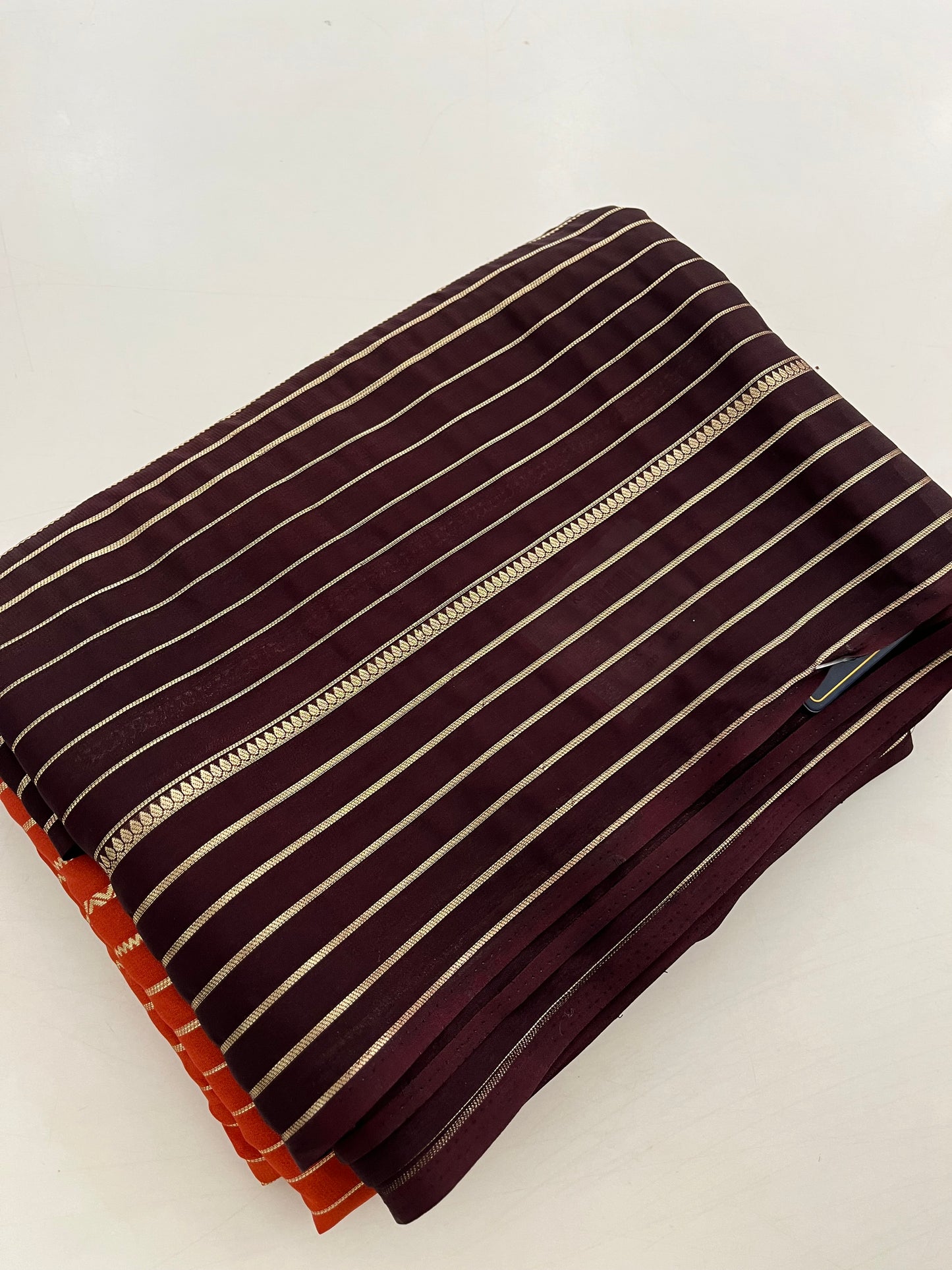 Rustic orange x coffe brown designer crape