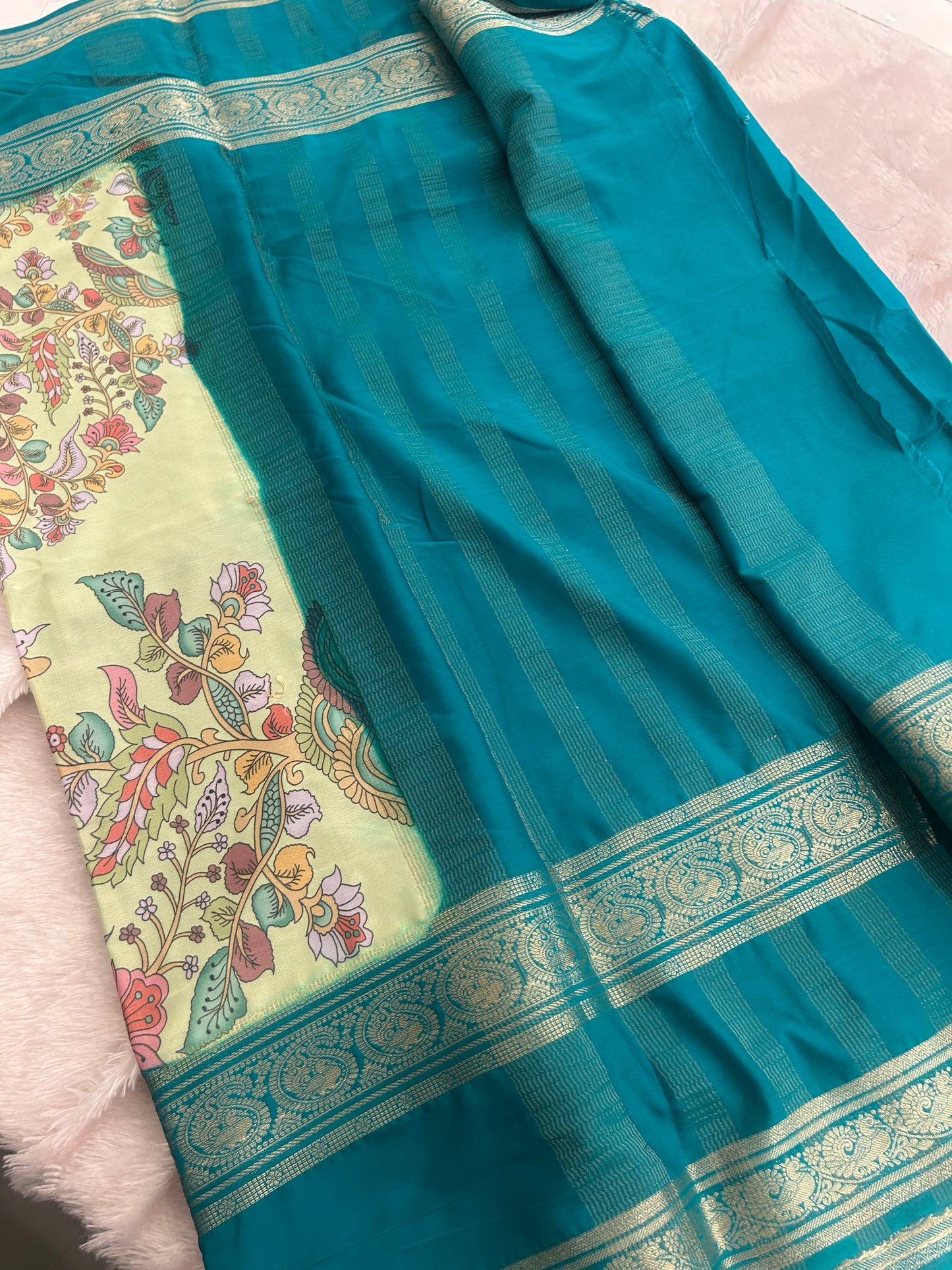 Floral Printed Semi Mysore Silk