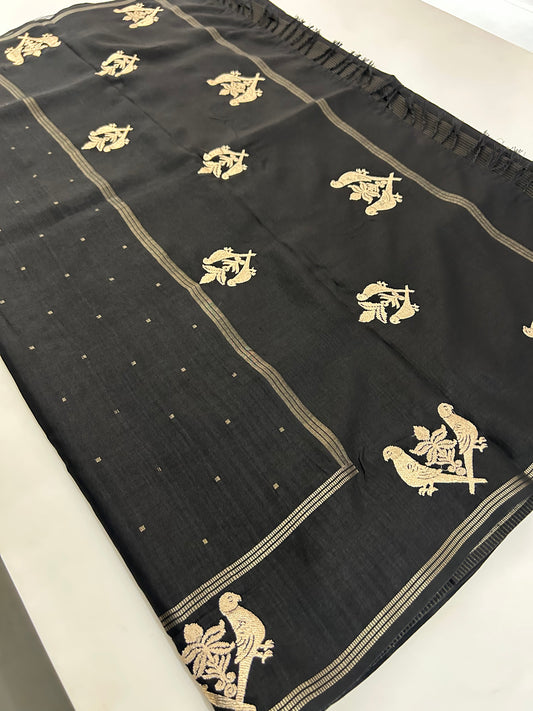 BLACK PREMIUM TUSSAR WORH GOLD WEAVING BUTTAS-M21