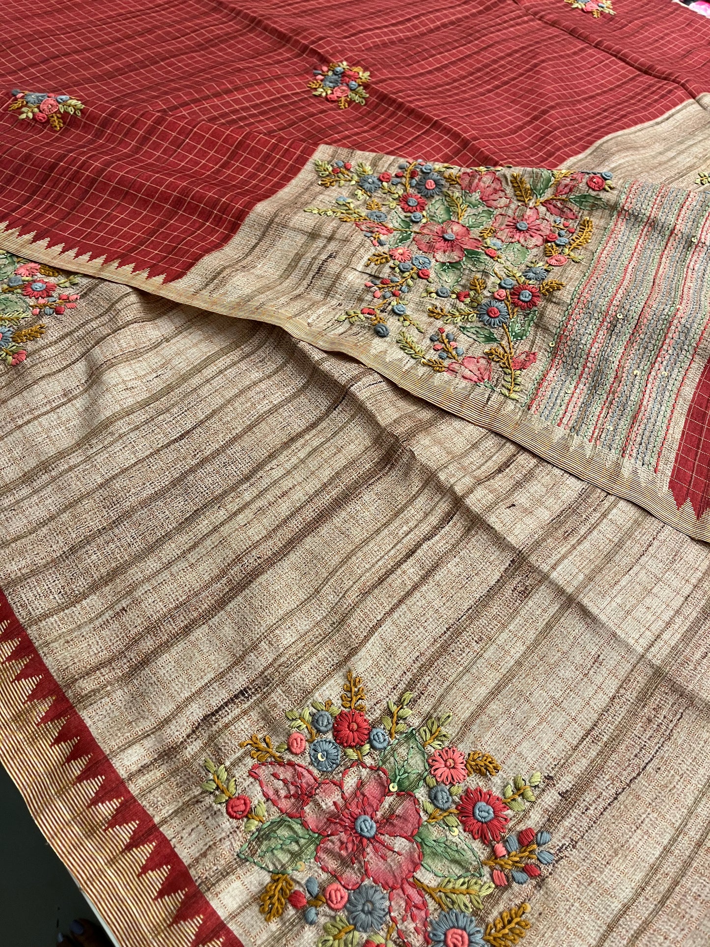 Linen Tussar designer saree