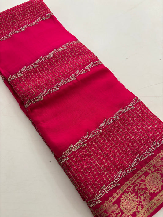 Designer soft Chinnon full embroidery