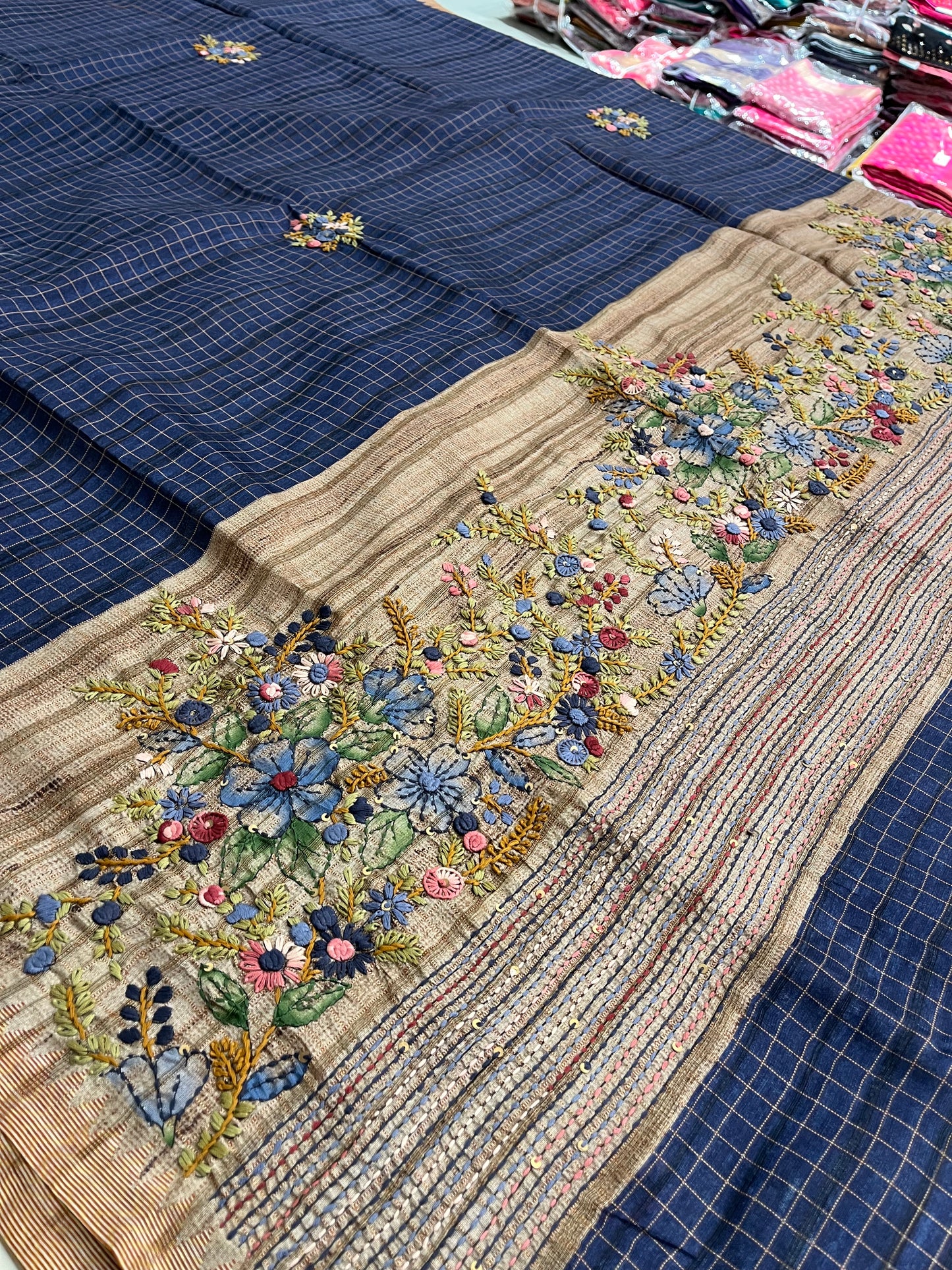 Linen Tussar designer saree