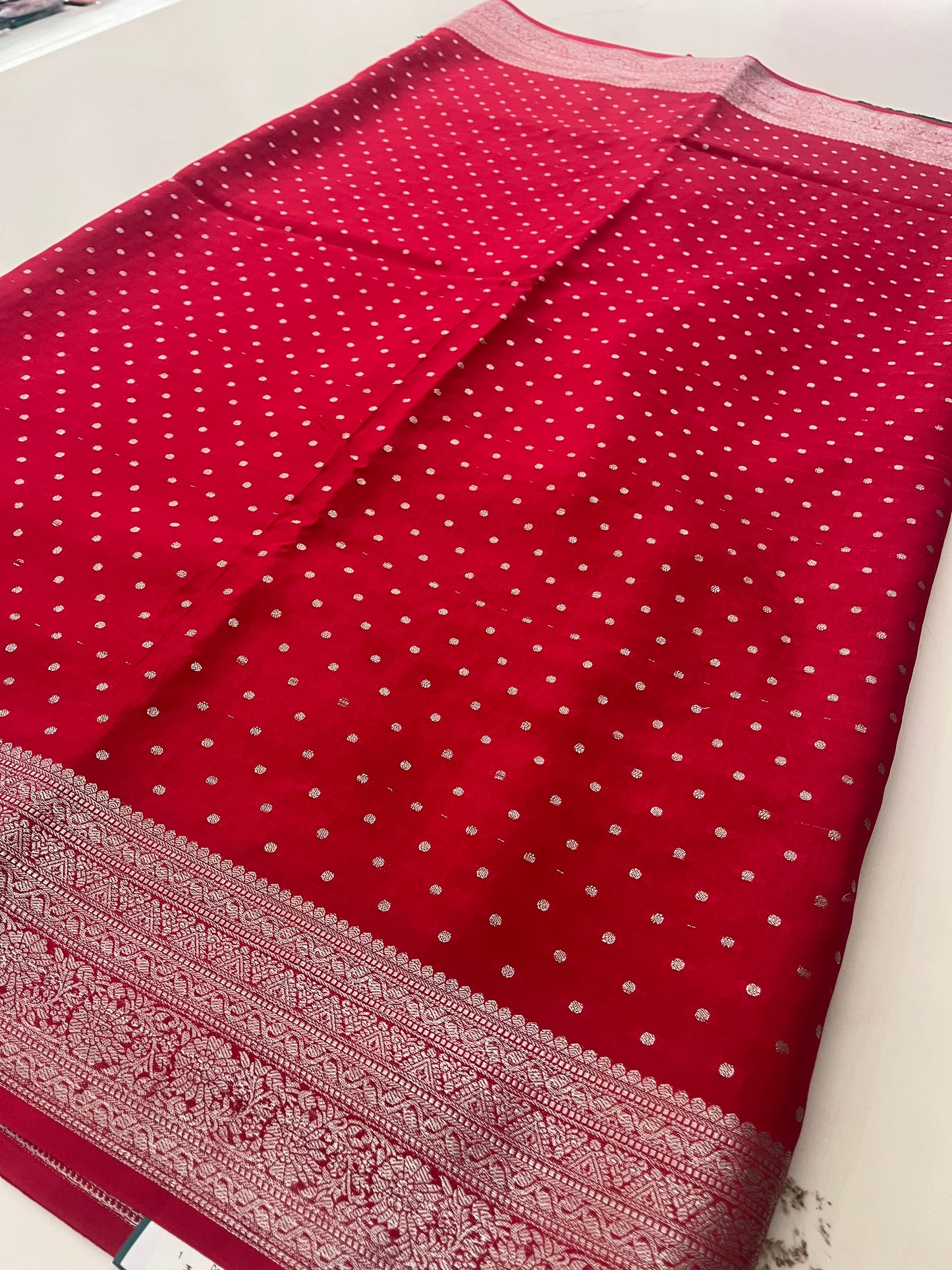 Banarsi Crape Silver Butties