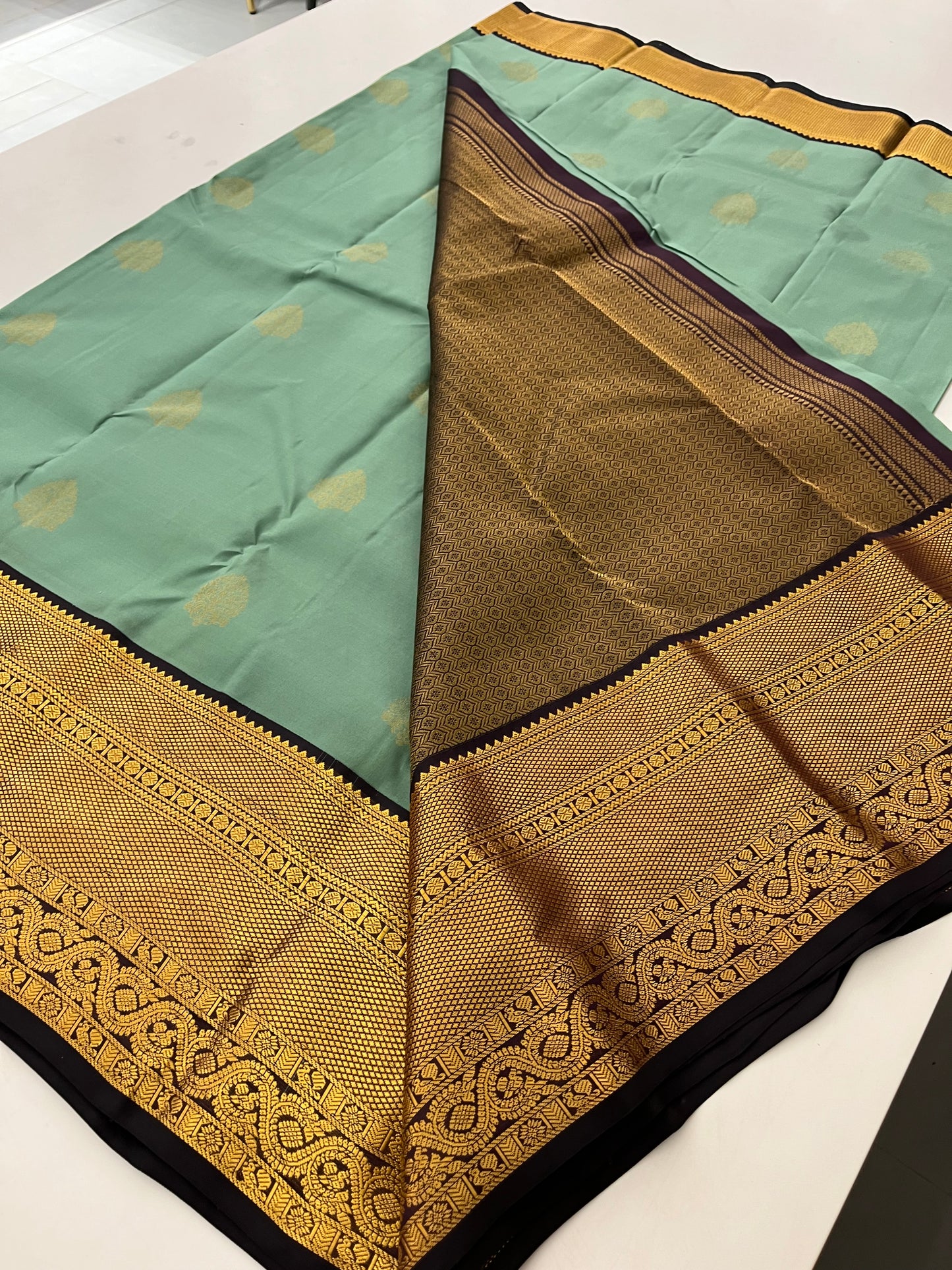 Seagreen Xsnuff Puremix silk saree