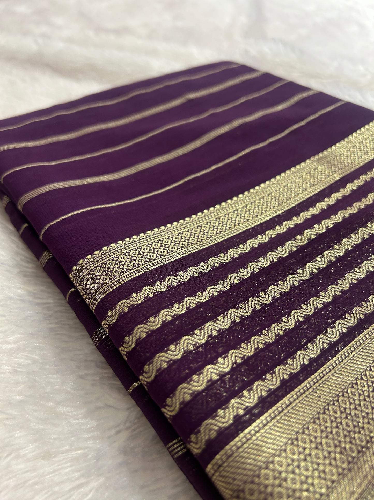 Striped All Self Semi Mysore Silk
