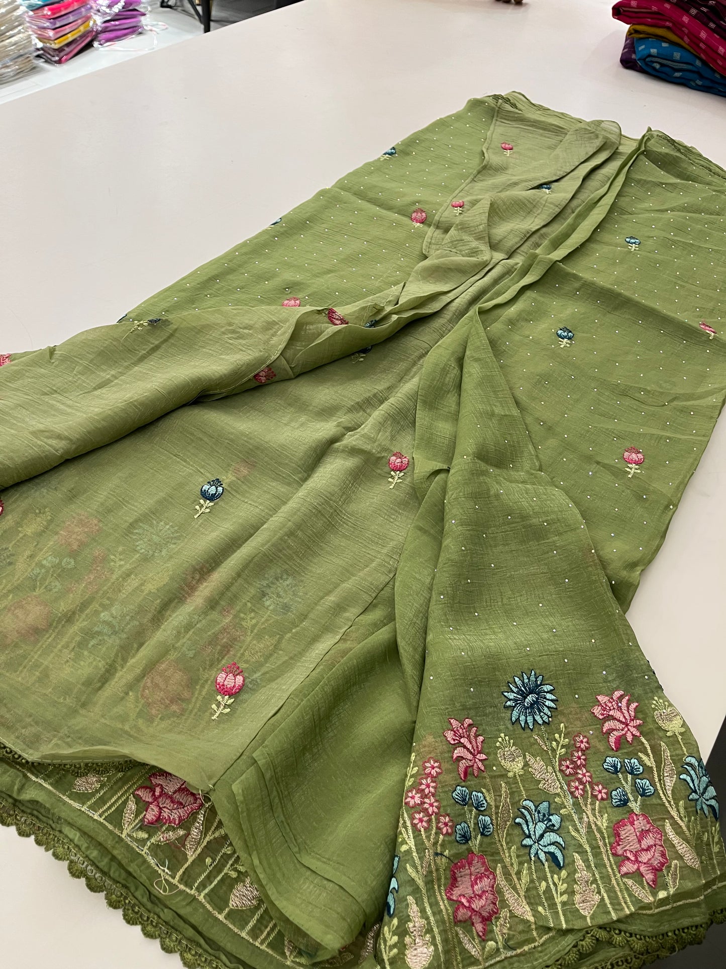 Organza Fancy Saree Embroidery