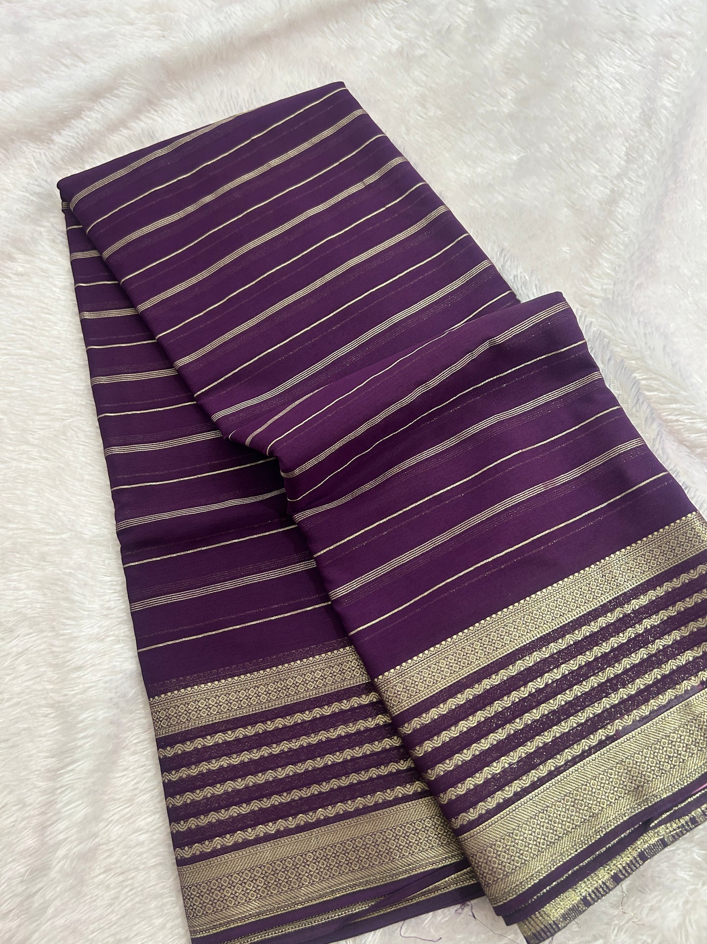 Striped All Self Semi Mysore Silk