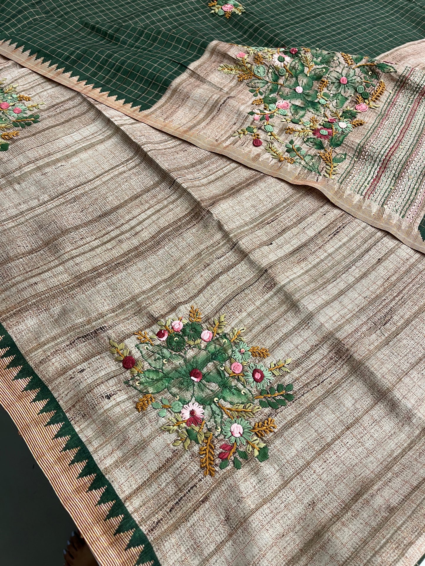Linen Tussar designer saree