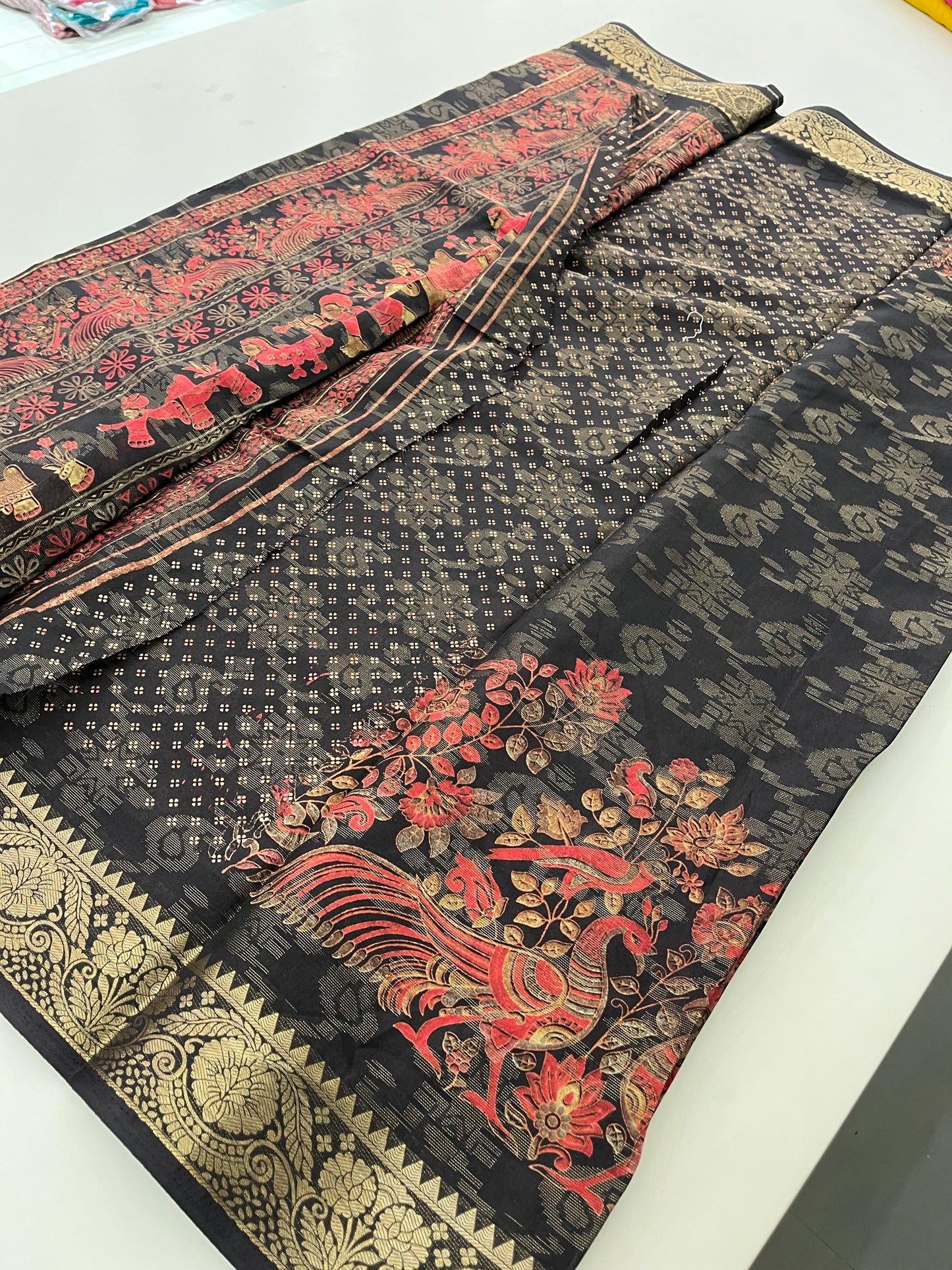 Kalamkari Linen Chiffon