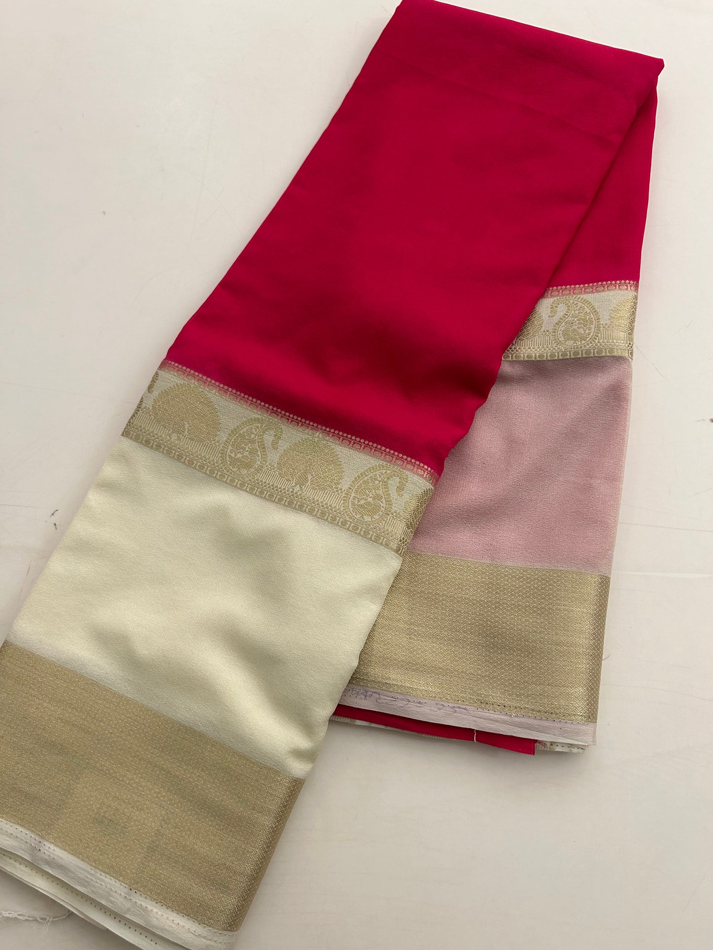 Pink x Ivory Crape Silk Fancy