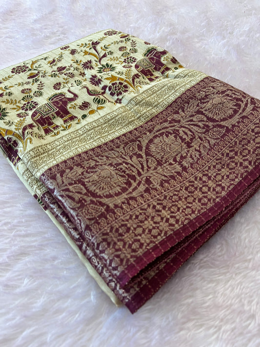 Tussar fancy saree printed