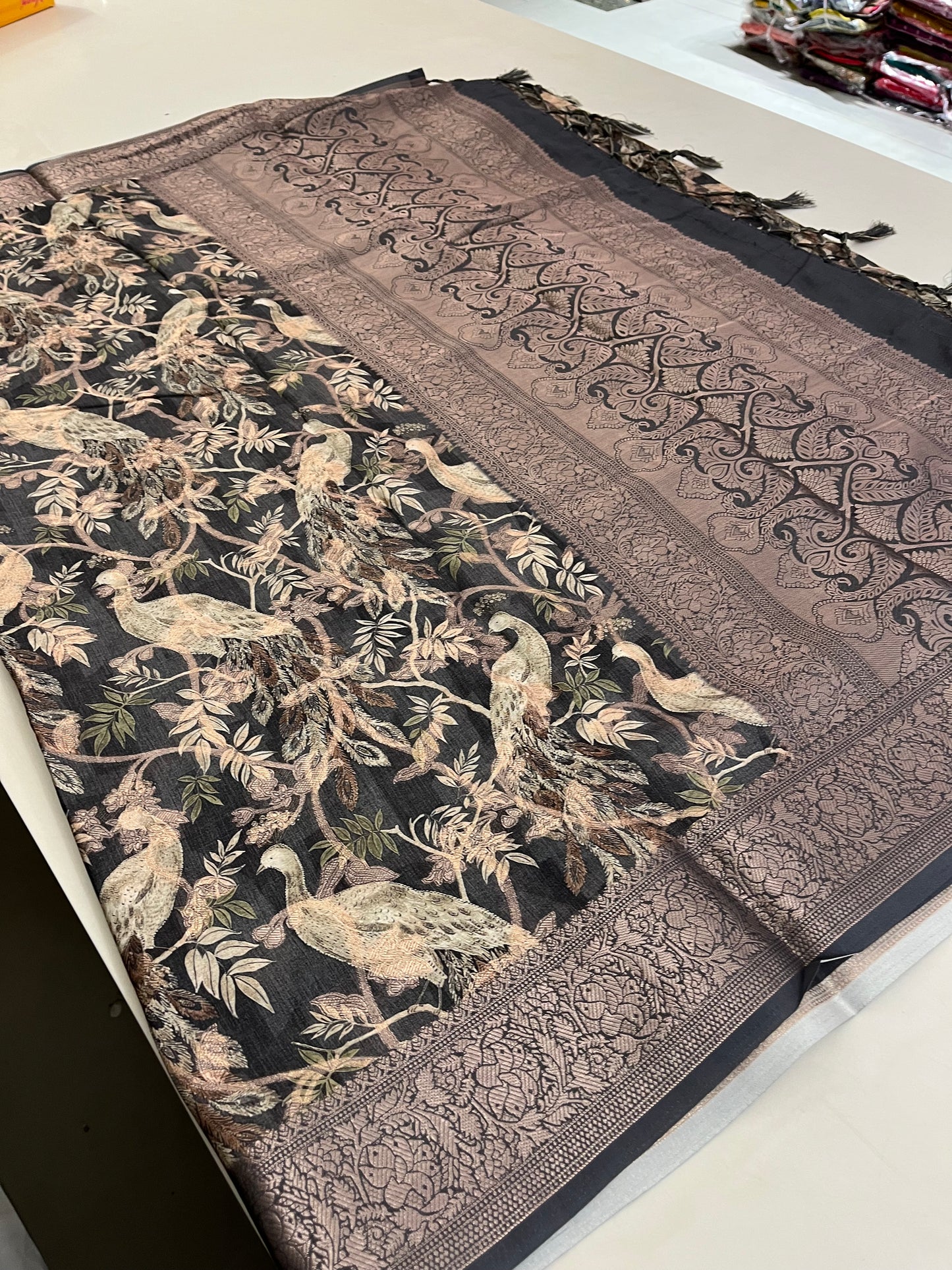 Printed Tussar silk