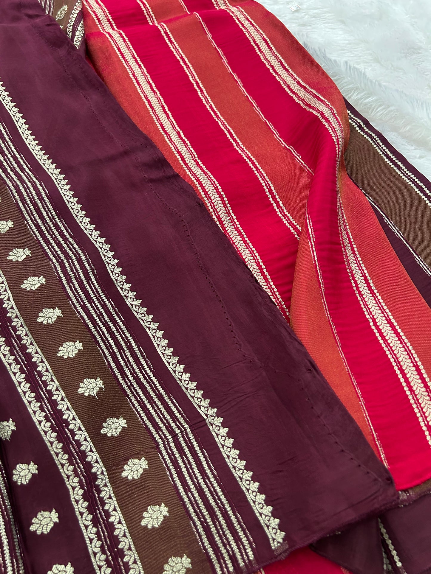 DESIGNER PARTYWEAR SAREE WITH CONTRAST BLOUSE-WINE X RED