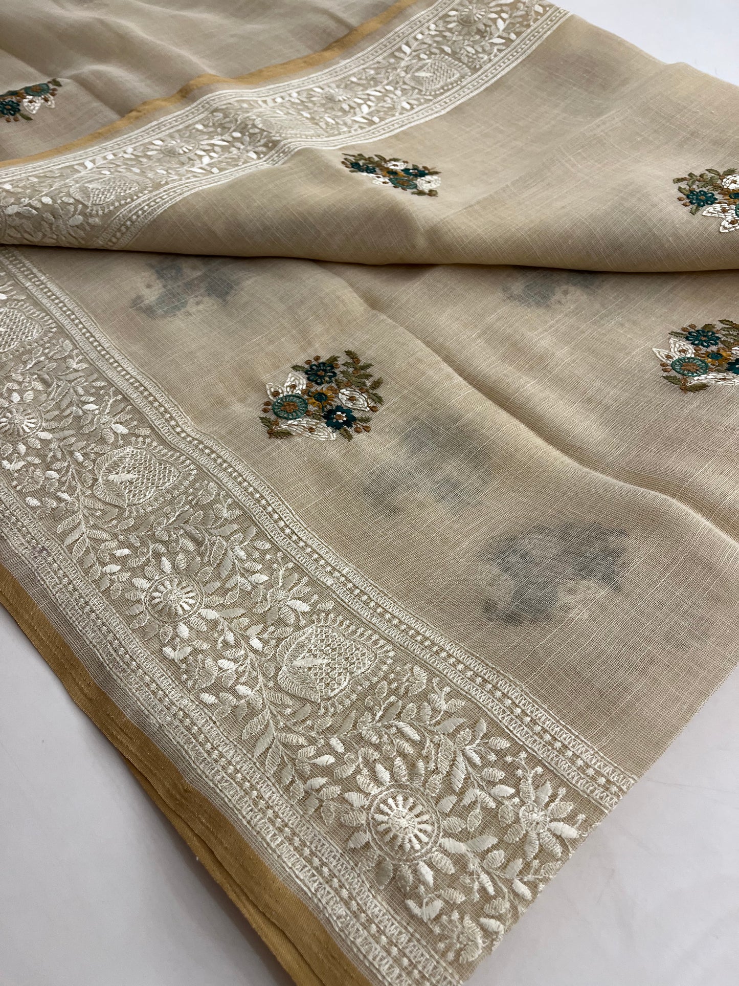 Linen cotton Fancy saree