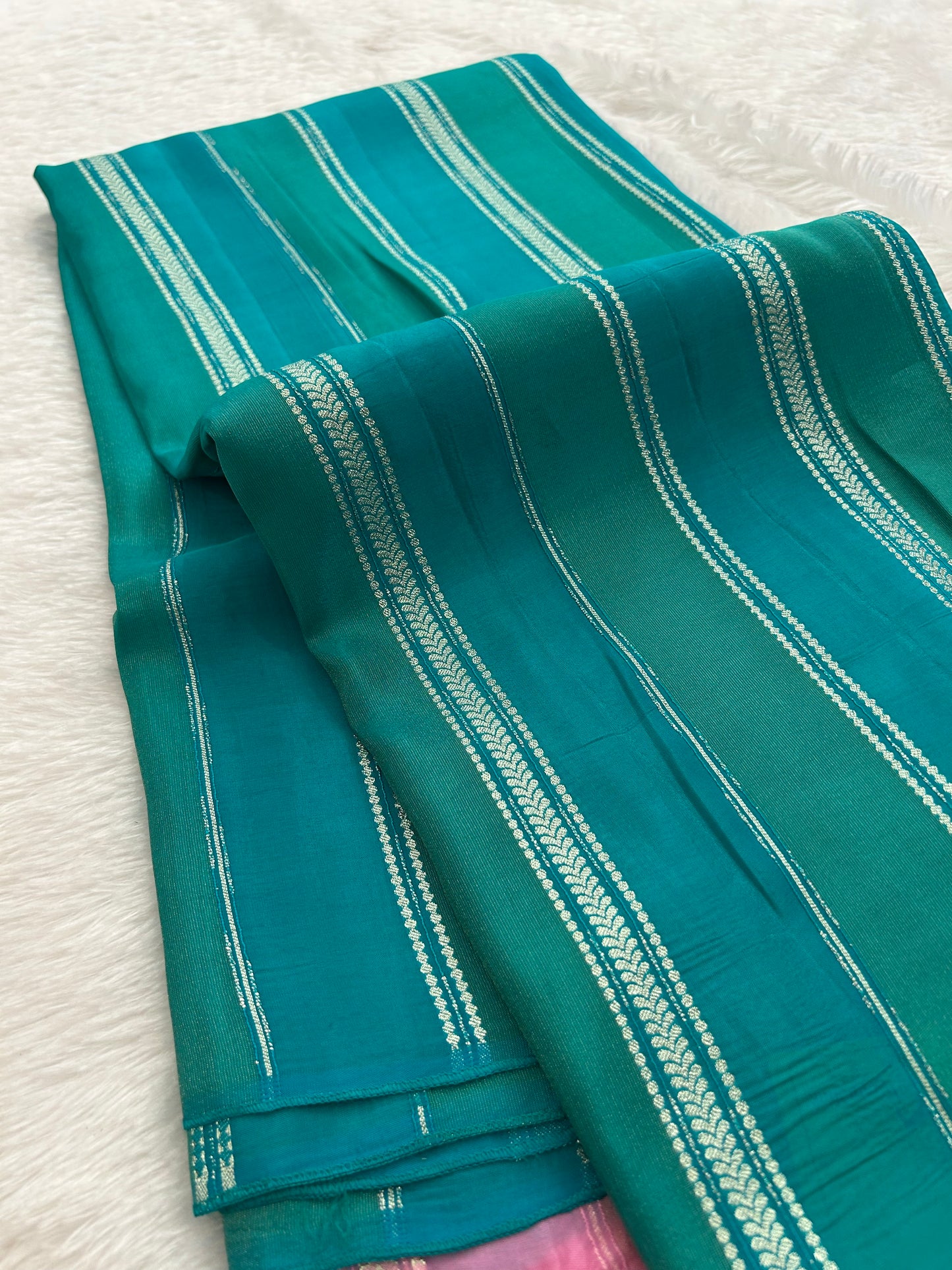 DESIGNER PARTYWEAR SAREE WITH CONTRAST BLOUSE-SAPPHIRE BLUE X BABY PINK