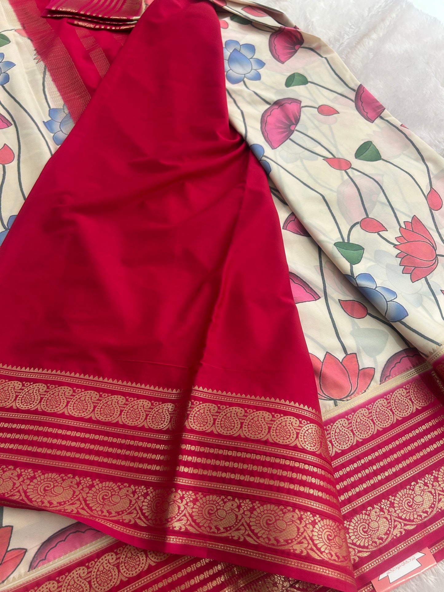 Floral Printed Semi Mysore Silk