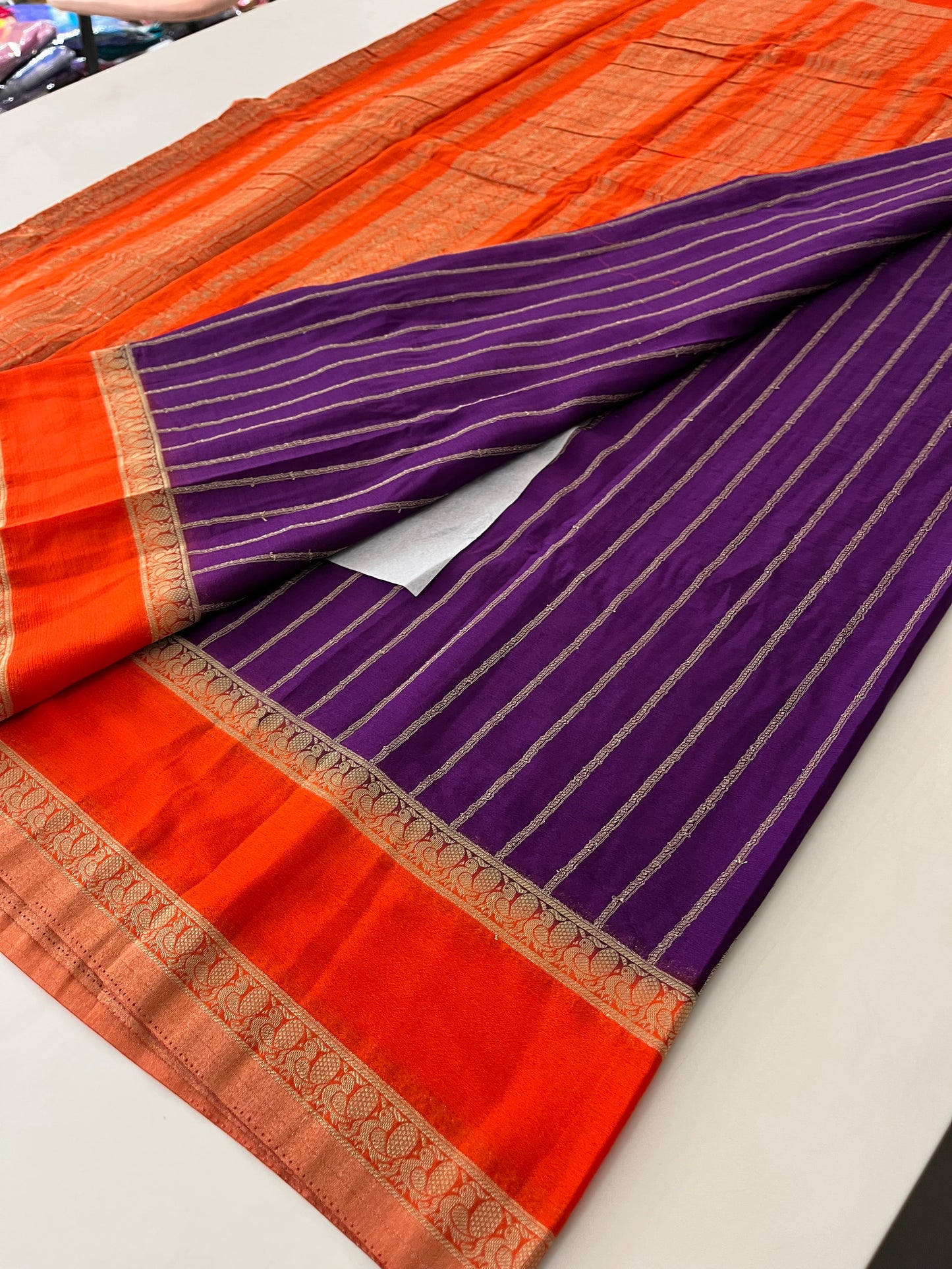 Designer crape Chinnon saree