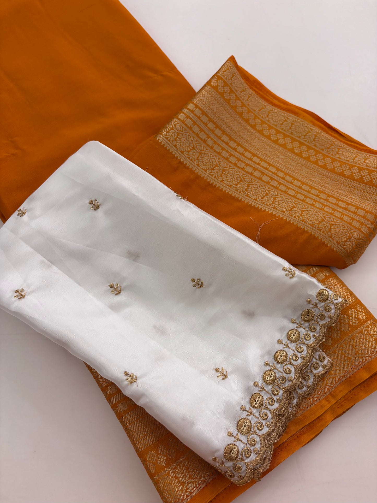 Premium crape silk white blouse extra