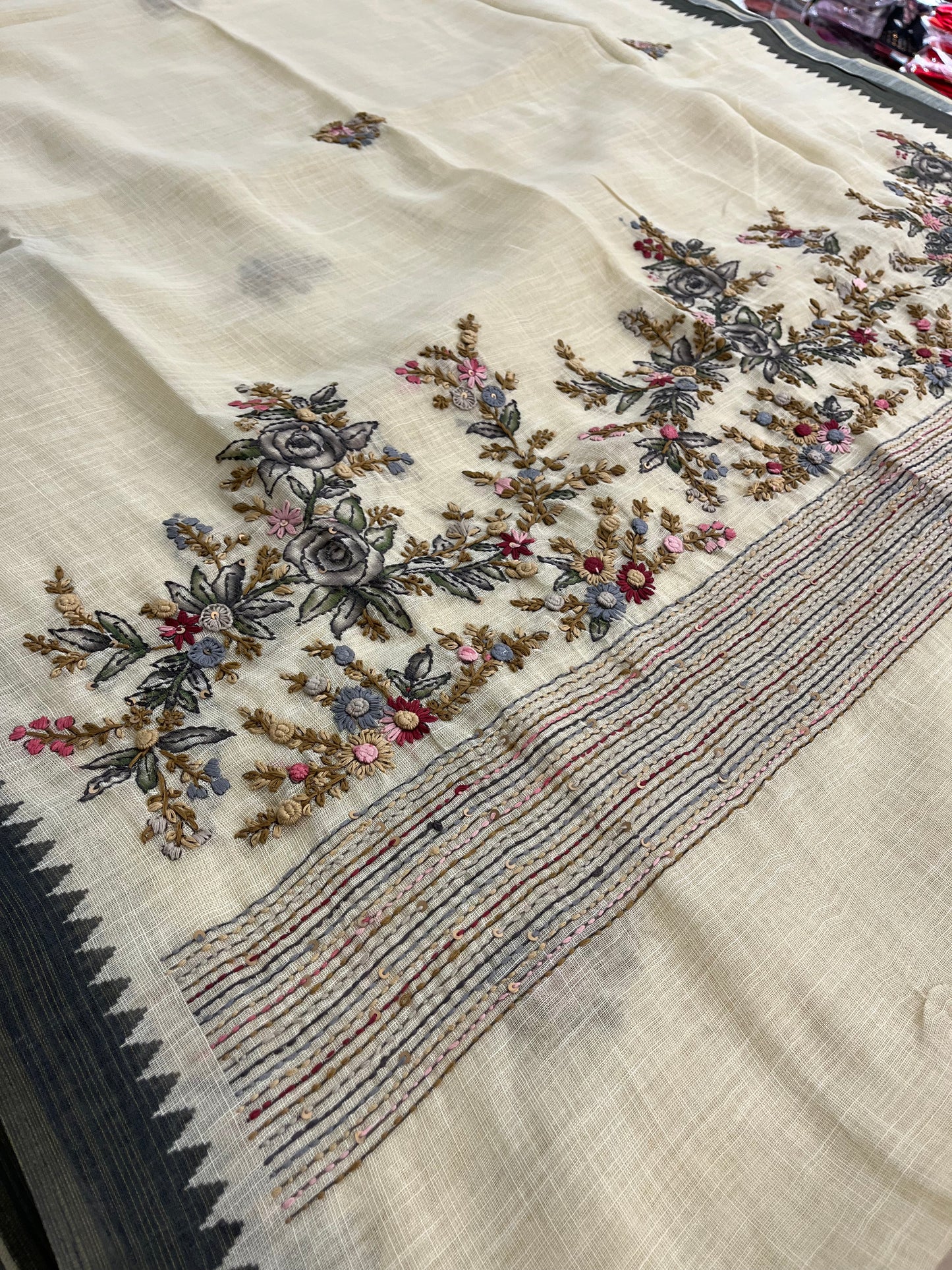 Linen designer embroidery