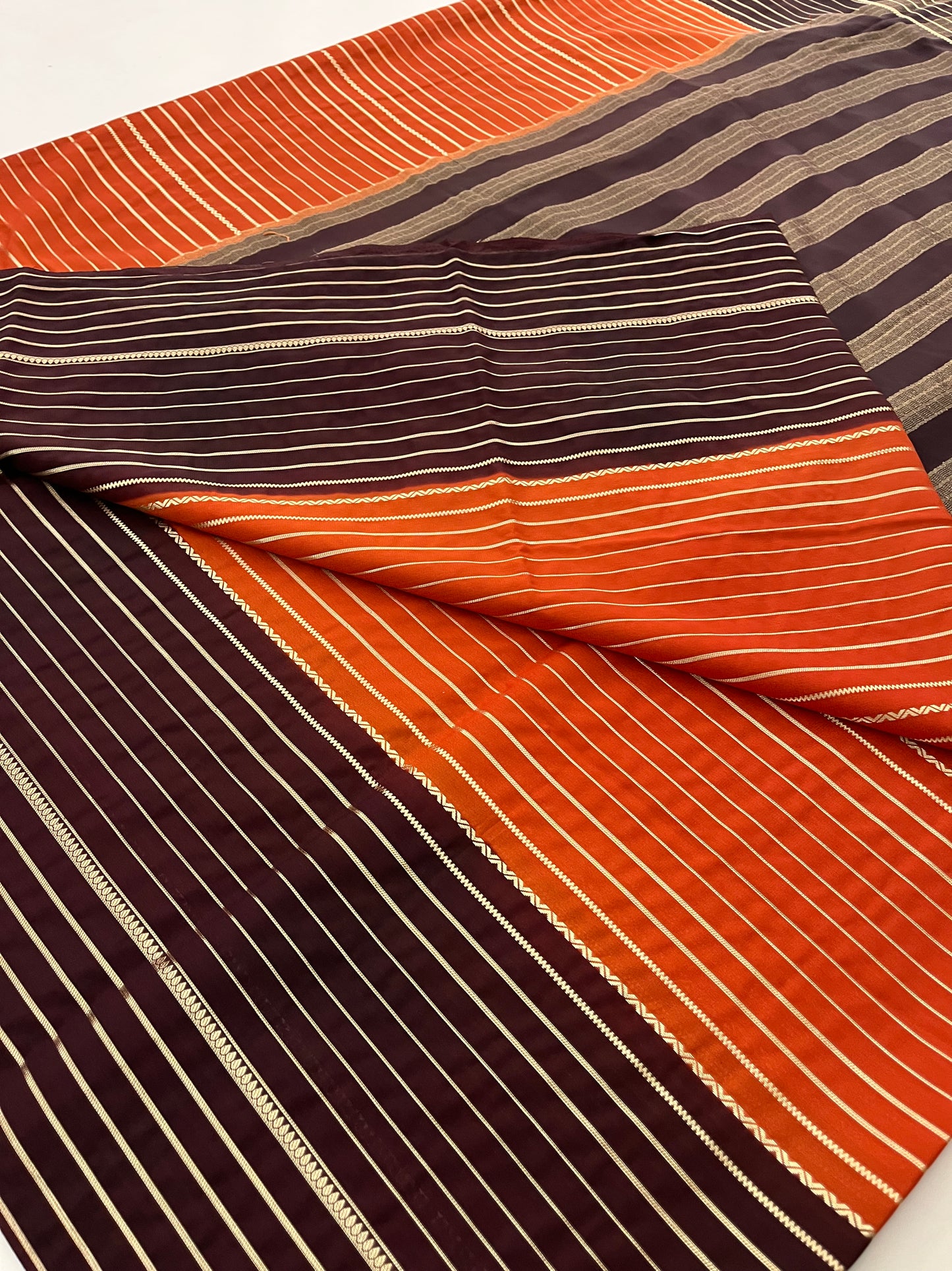 Rustic orange x coffe brown designer crape