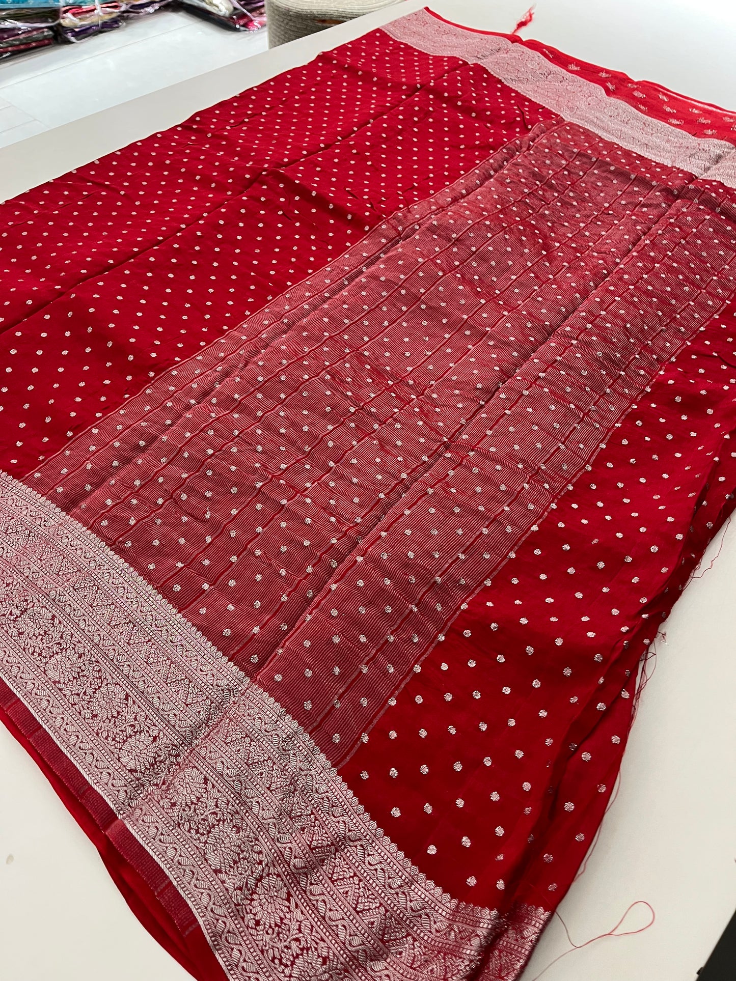 Ju9 Banarasi Crepe Silver