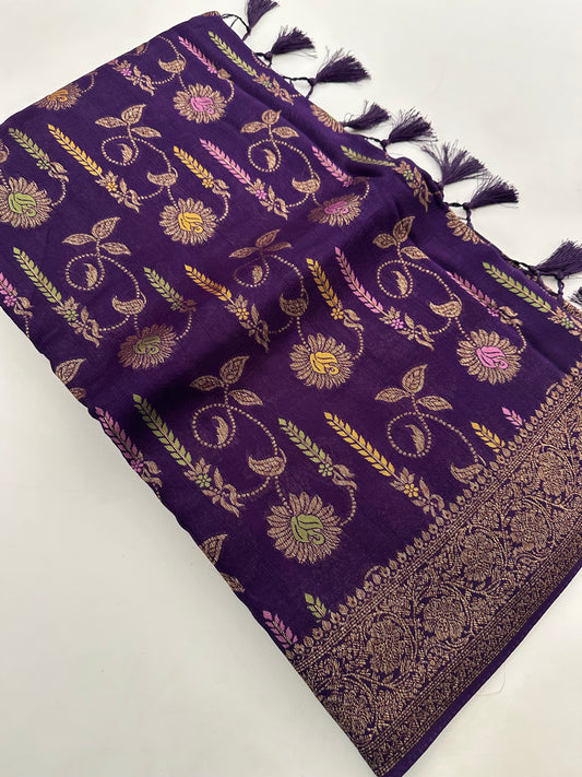 Premium Jute Tussar Fancy Saree-J9