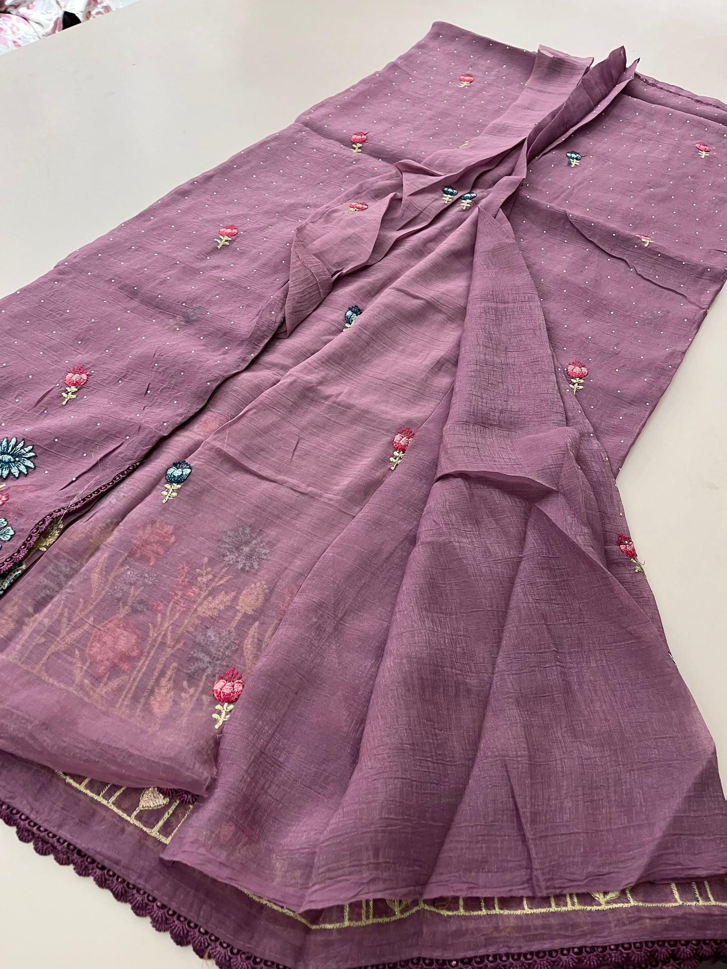 Organza Fancy Saree Embroidery