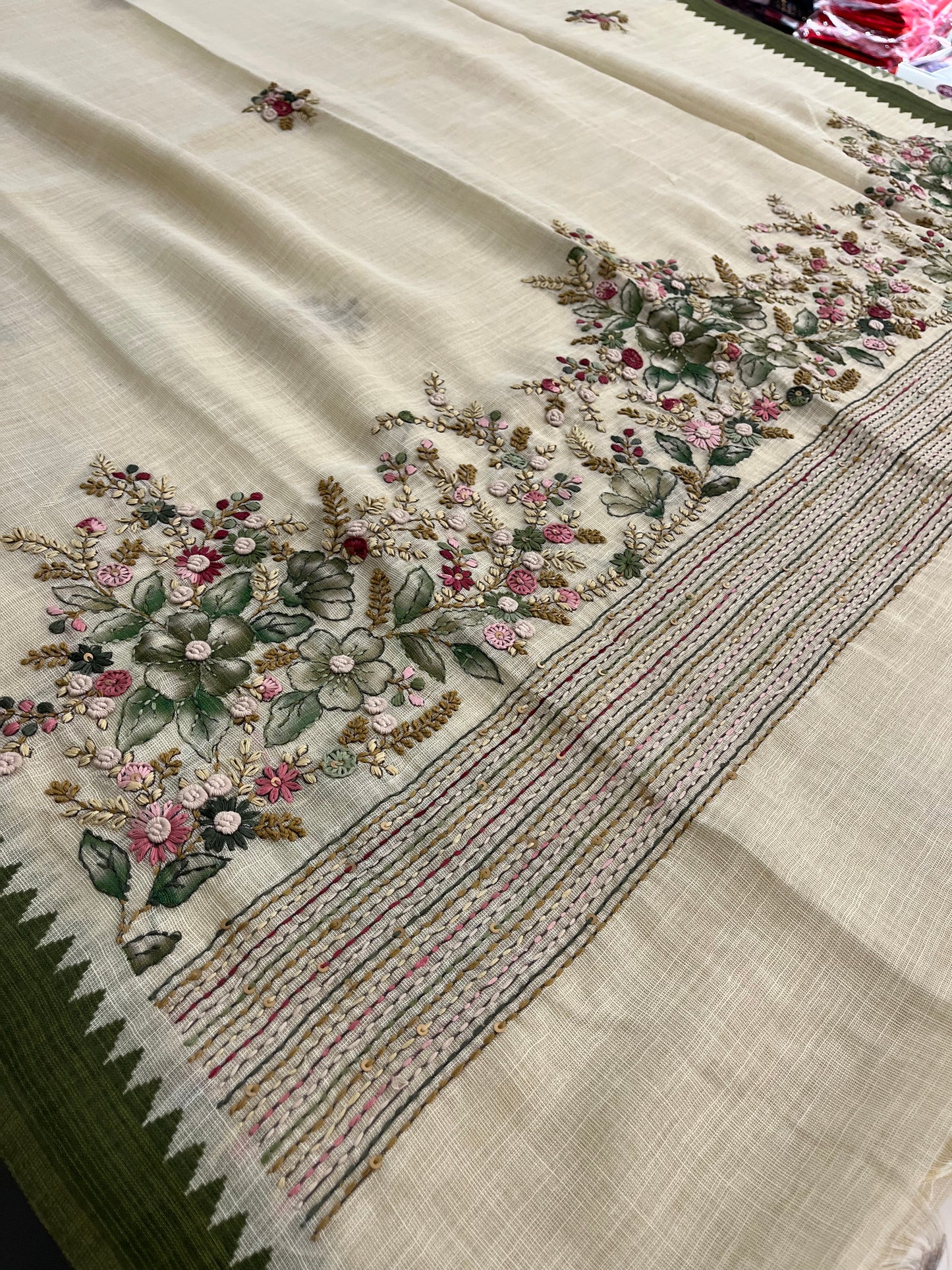 Linen designer embroidery