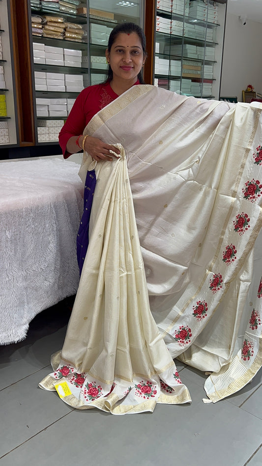 Viscose Banarasi premium Flower Embroidery