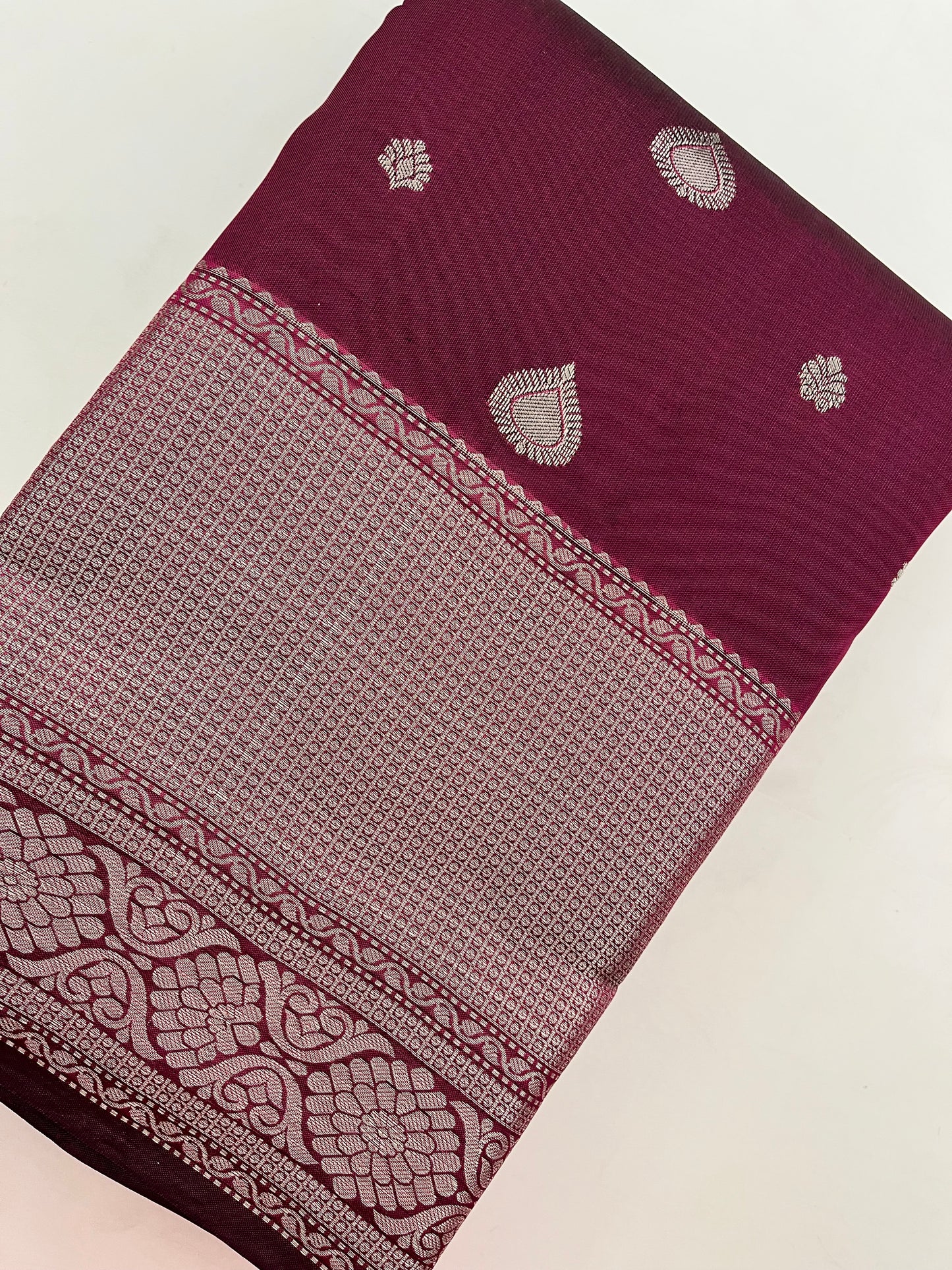 Wine X Baby pink Puremix silk saree