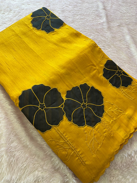 Pure Tussar Silk Appliqué