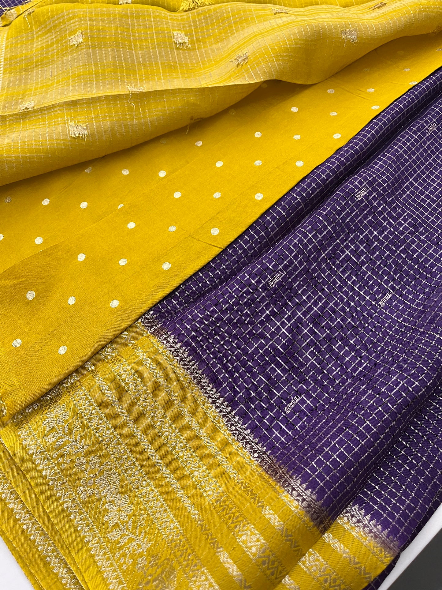 Banarasi viscose crape purple micro checks butties