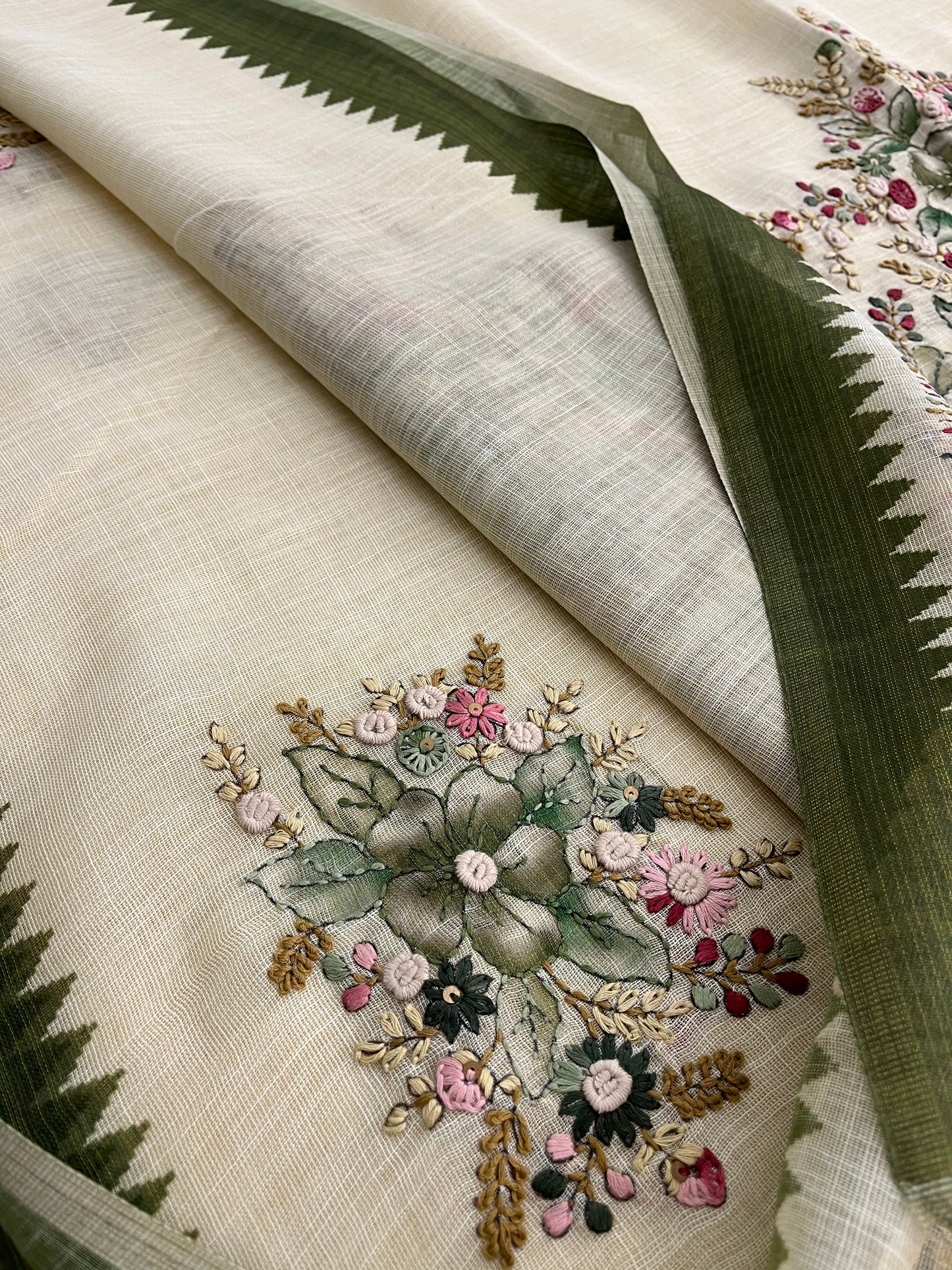 Linen designer embroidery