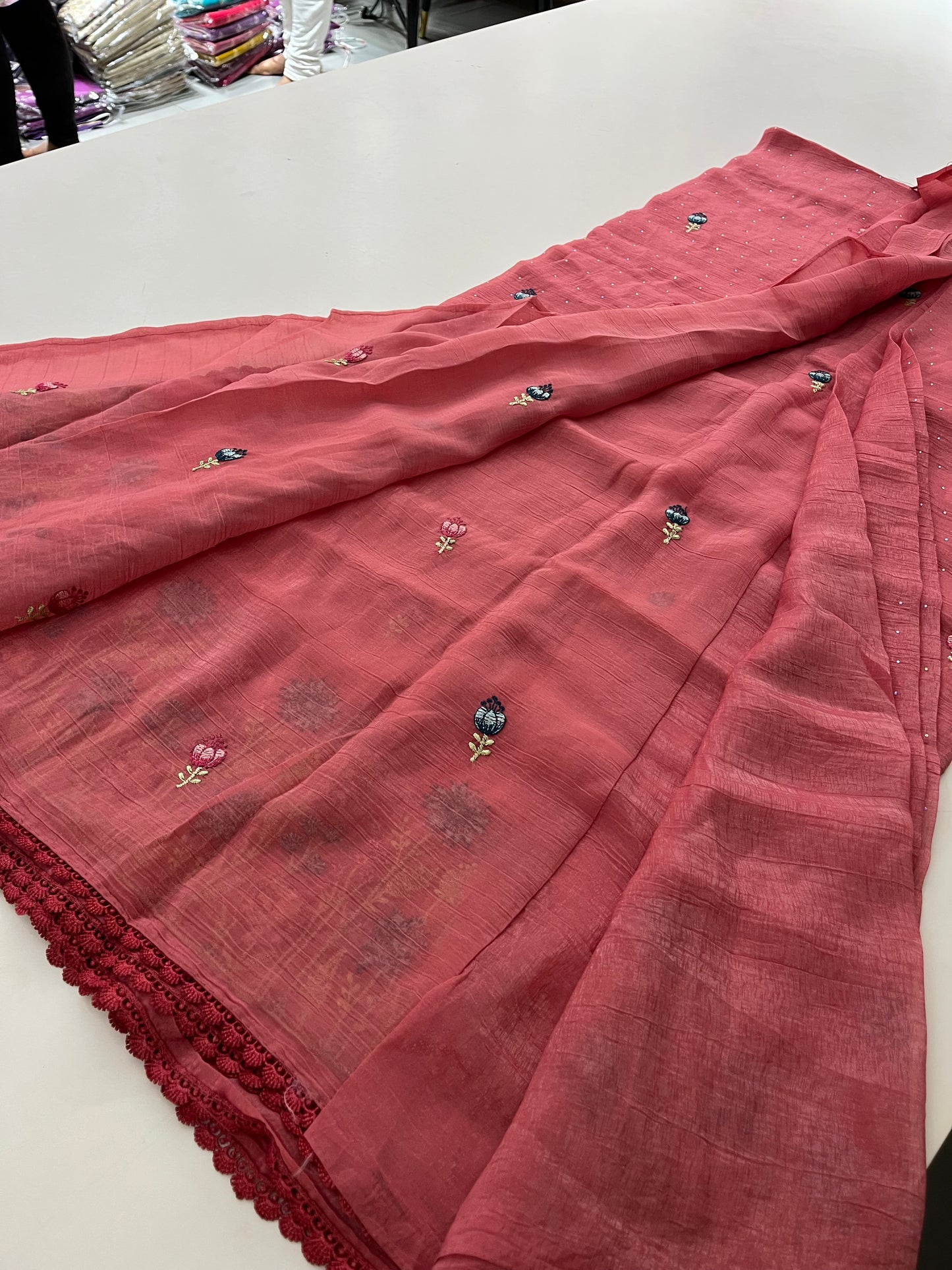 Organza Fancy Saree Embroidery