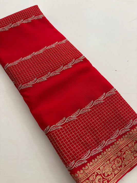 Designer soft Chinnon full embroidery