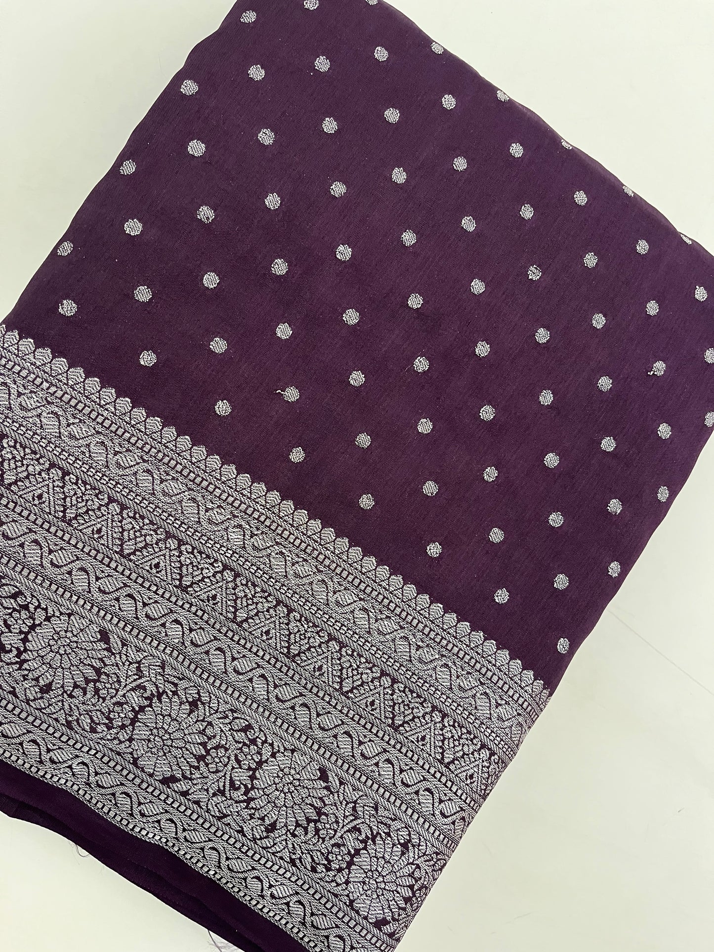 Ju9 Banarasi Crepe Silver