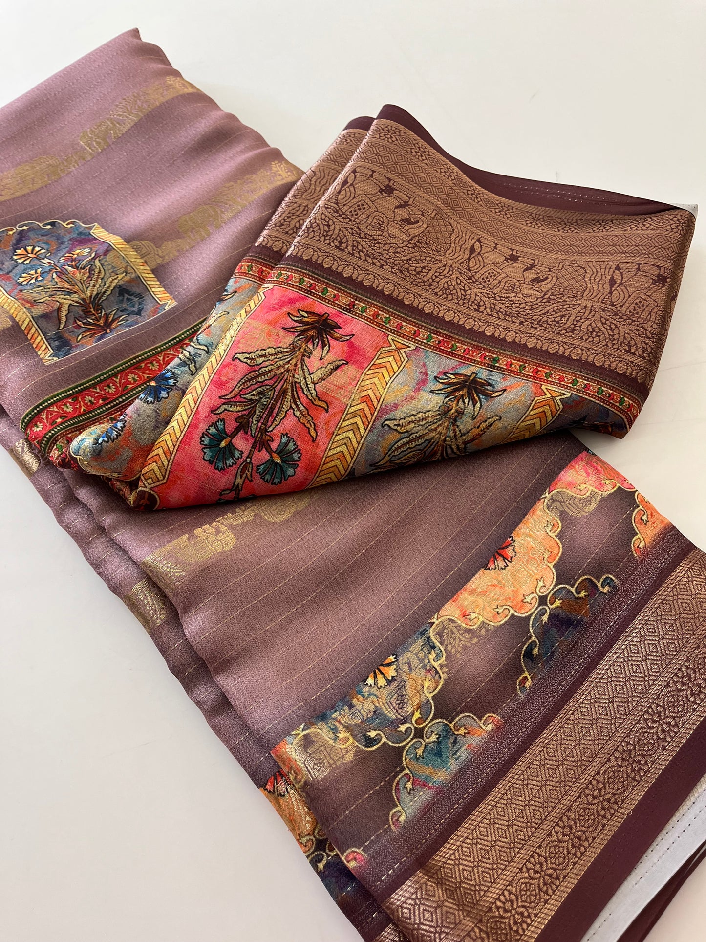 Printed Tussar silk